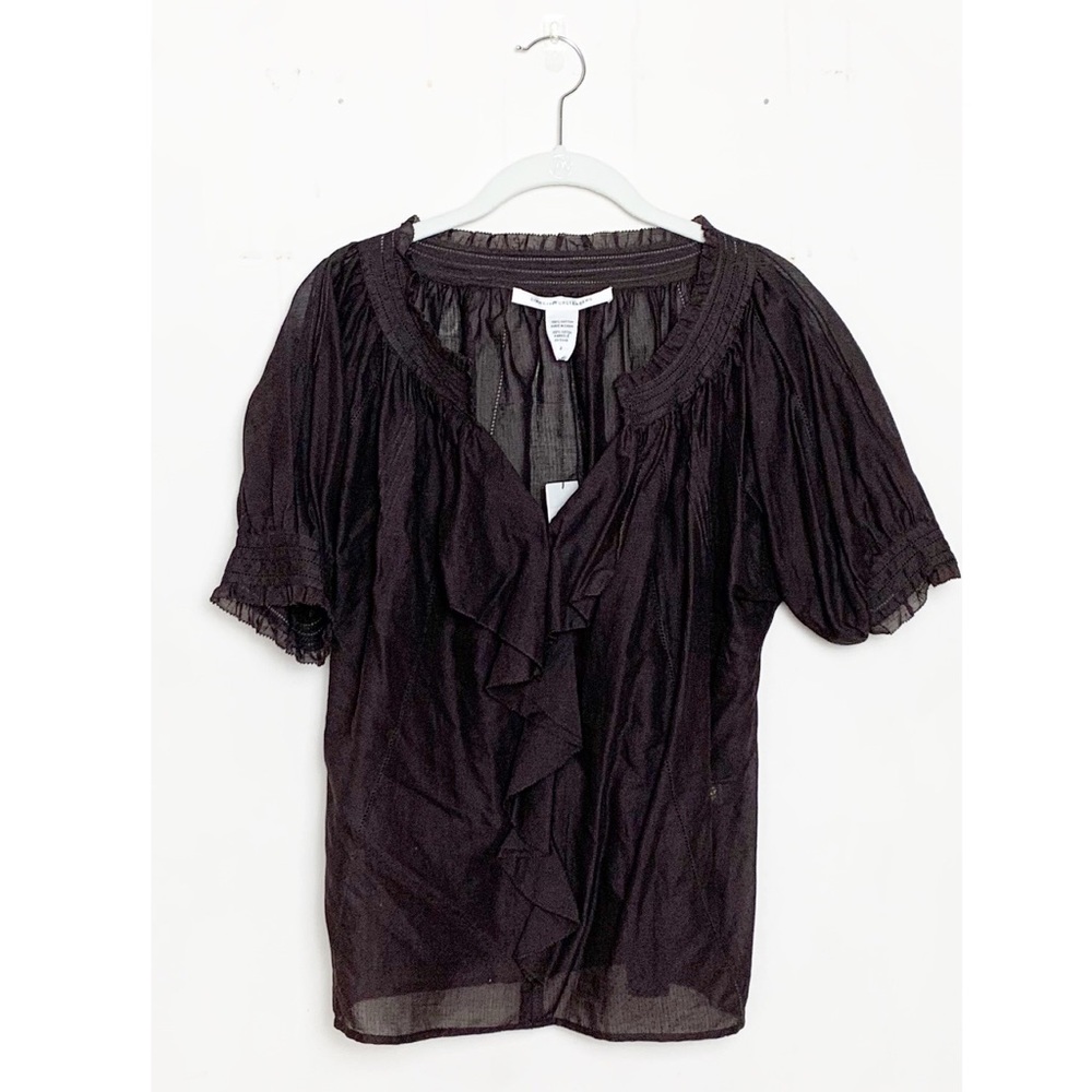Elegant Brown Boho Ruffle Blouse